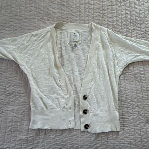 Aerie White Cropped Cardigan 3 Button Sweater Size S/P
